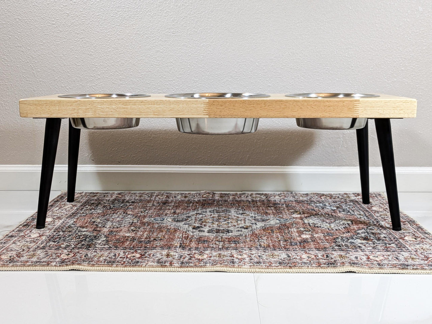 3 Bowl Modern Dog Bowl Stand - the Mid-Mod Dog Bowl Stand - Elevated Dog Bowls - Raised Dog Bowl - Pet Feeding Station - Personalization