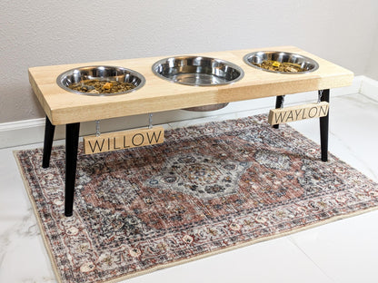 3 Bowl Modern Dog Bowl Stand - the Mid-Mod Dog Bowl Stand - Elevated Dog Bowls - Raised Dog Bowl - Pet Feeding Station - Personalization