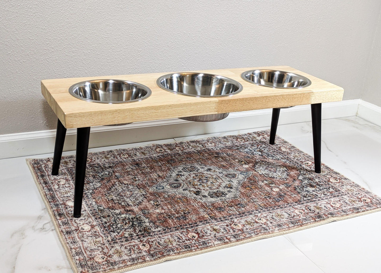 3 Bowl Modern Dog Bowl Stand - the Mid-Mod Dog Bowl Stand - Elevated Dog Bowls - Raised Dog Bowl - Pet Feeding Station - Personalization