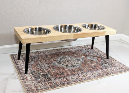 3 Bowl Modern Dog Bowl Stand - the Mid-Mod Dog Bowl Stand - Elevated Dog Bowls - Raised Dog Bowl - Pet Feeding Station - Personalization