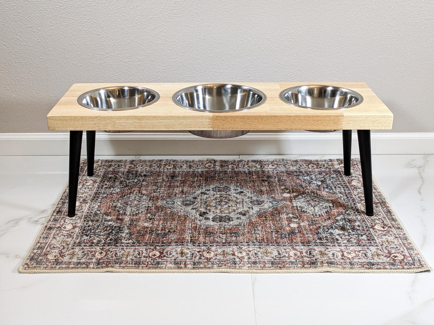 3 Bowl Modern Dog Bowl Stand - the Mid-Mod Dog Bowl Stand - Elevated Dog Bowls - Raised Dog Bowl - Pet Feeding Station - Personalization