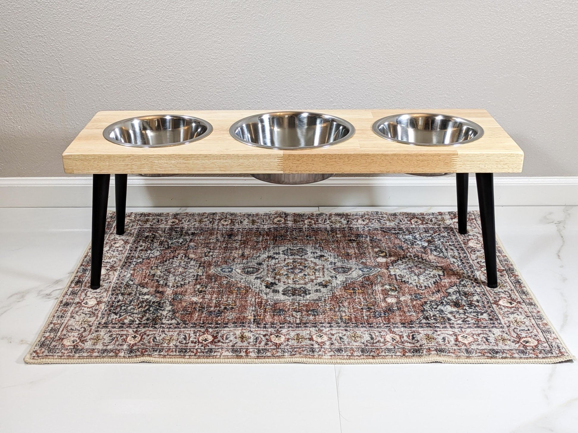 3 Bowl Modern Dog Bowl Stand - the Mid-Mod Dog Bowl Stand - Elevated Dog Bowls - Raised Dog Bowl - Pet Feeding Station - Personalization