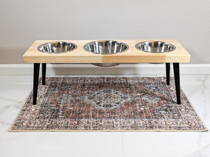 3 Bowl Modern Dog Bowl Stand - the Mid-Mod Dog Bowl Stand - Elevated Dog Bowls - Raised Dog Bowl - Pet Feeding Station - Personalization