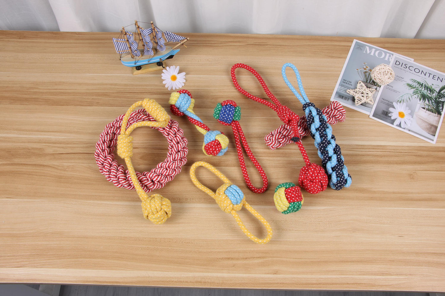Natural Rope Dog Toys: Puppy Chew & Tug of War - 9 Pack