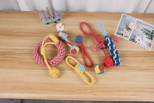Natural Rope Dog Toys: Puppy Chew & Tug of War - 9 Pack