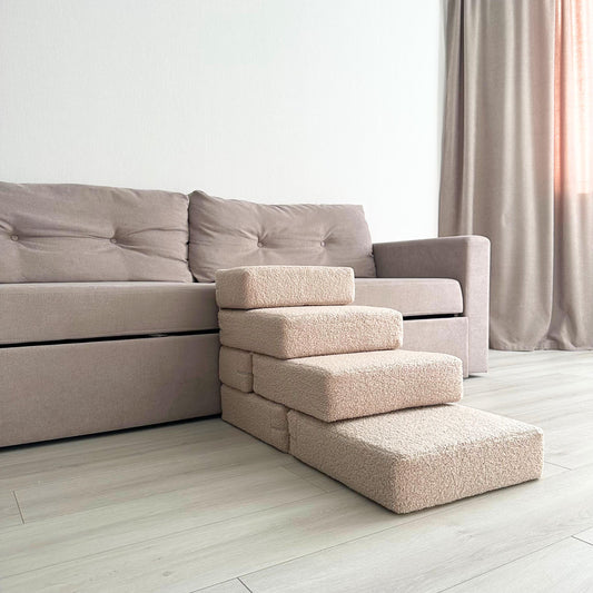 Soft Pet Stairs for Small Dogs & Cats, 2, 3 or 4 Step Foam Ramp, Dog Steps for Bed, Dog Stairs with Removable Cover