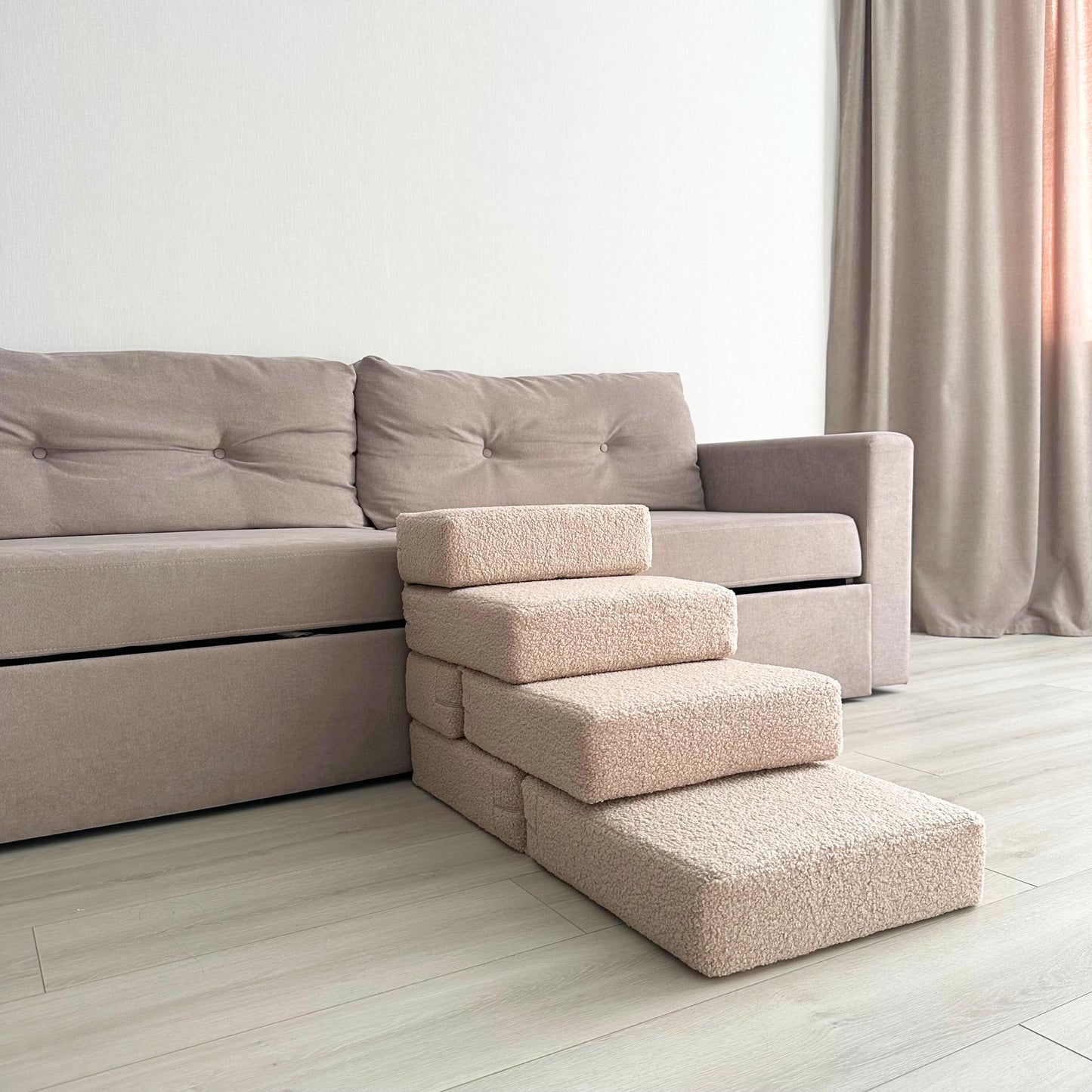 Soft Pet Stairs for Small Dogs & Cats, 2, 3 or 4 Step Foam Ramp, Dog Steps for Bed, Dog Stairs with Removable Cover