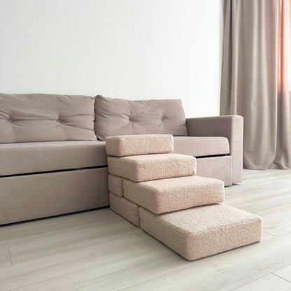 Soft Pet Stairs for Small Dogs & Cats, 2, 3 or 4 Step Foam Ramp, Dog Steps for Bed, Dog Stairs with Removable Cover