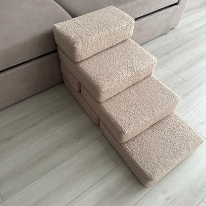 Soft Pet Stairs for Small Dogs & Cats, 2, 3 or 4 Step Foam Ramp, Dog Steps for Bed, Dog Stairs with Removable Cover