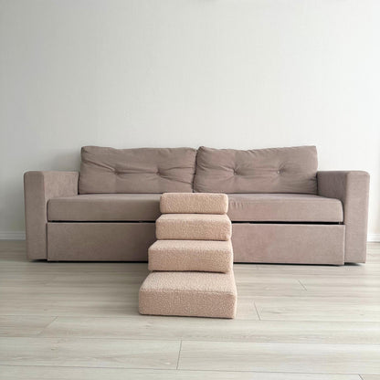 Soft Pet Stairs for Small Dogs & Cats, 2, 3 or 4 Step Foam Ramp, Dog Steps for Bed, Dog Stairs with Removable Cover