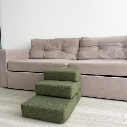 Soft Pet Stairs for Small Dogs & Cats, 2, 3 or 4 Step Foam Ramp, Dog Steps for Bed, Dog Stairs with Removable Cover